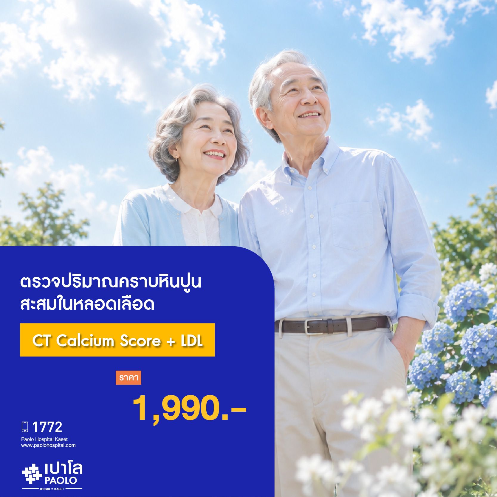 (โรงพยาบาลเปาโล เกษตร) ตรวจปริมาณคราบหินปูนสะสมในหลอดเลือดด้วย (CT Calcium Score+LDL) MS3955R26