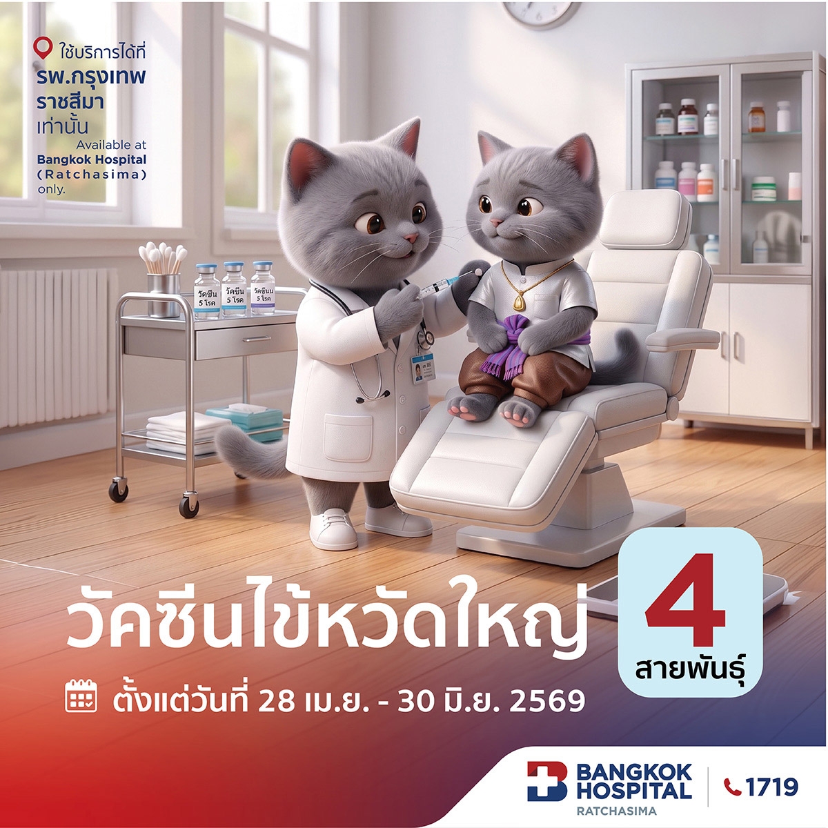วัคซีนป้องกันไข้หวัดใหญ่ 4 สายพันธ์ุ ( สำหรับอายุ 3 ปี ขึ้นไป )