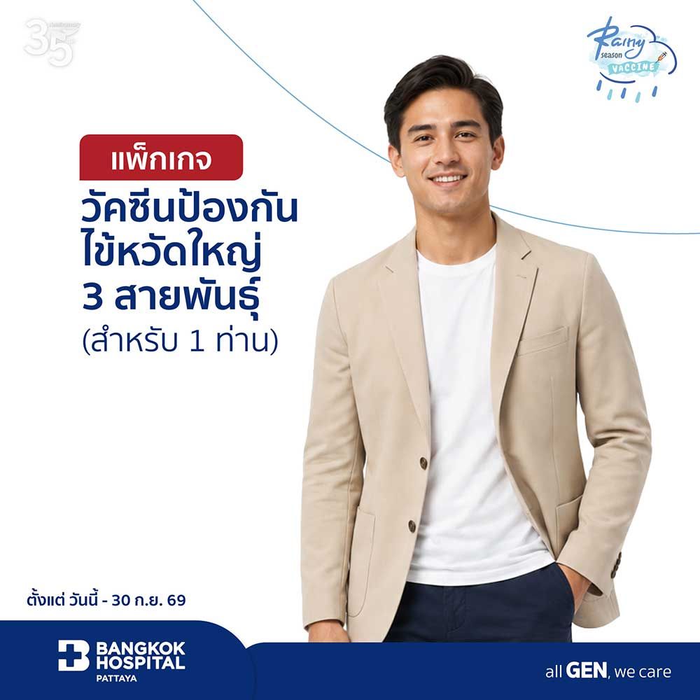 แพ็กเกจวัคซีนป้องกันไข้หวัดใหญ่ 3 สายพันธุ์ (สำหรับ 1 ท่าน)