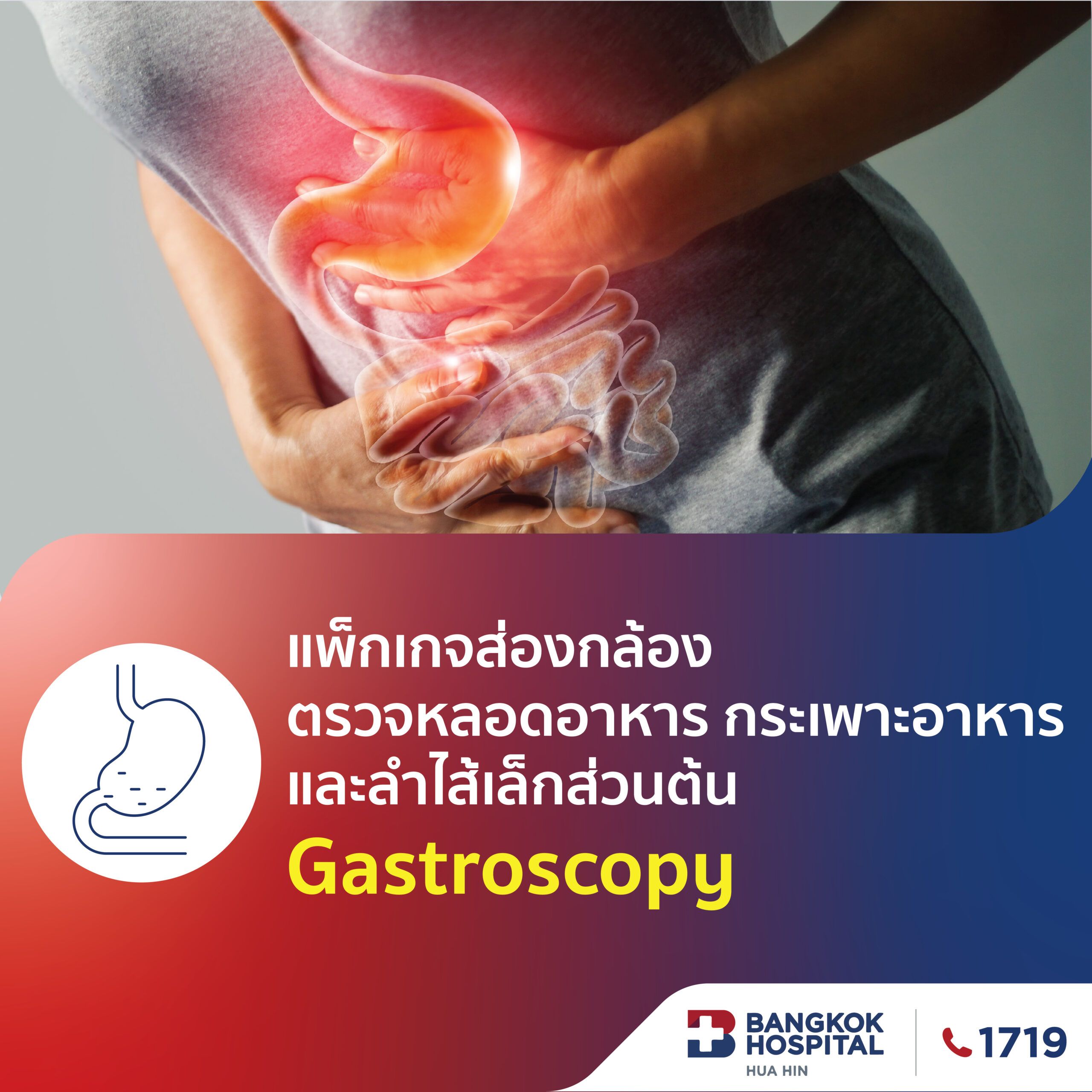 แพ็กเกจส่องกล้องตรวจหลอดอาหาร กระเพาะอาหาร และลำไส้เล็กส่วนต้น (Gastroscopy)